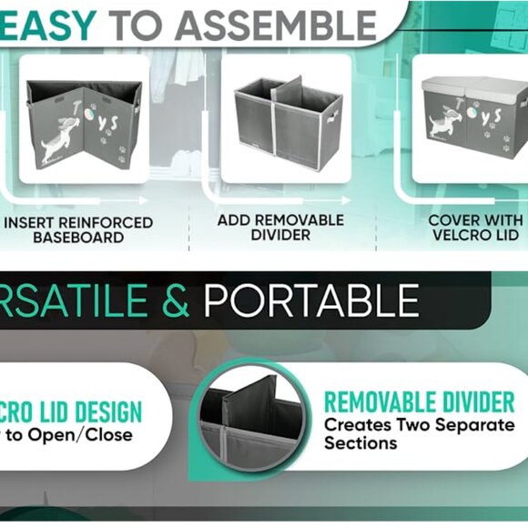 NWT Hula Home Large Lightweight (Linen/Poly) Collapsible Toy Box - Picture 5 of 8